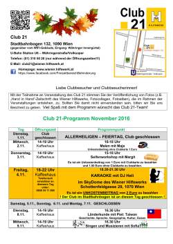 Club 21-Programm November 2016