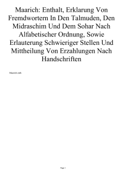 Maarich: Enthalt, Erklarung Von Fremdwortern In Den Talmuden
