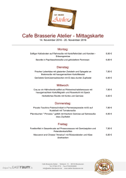 Mittagskarte - Cafe Brasserie Atelier | Blaubeuren
