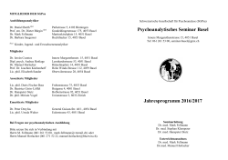 Seminarprogramm 2016/2017 - Psychoanalytisches Seminar Basel