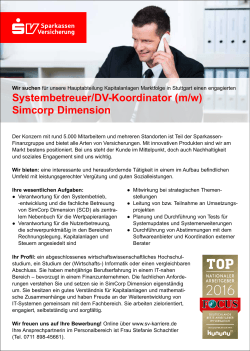 Systembetreuer / DV-Koordinator (m/w) Simcorp Dimension in