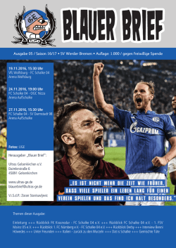 Herausgeber &bdquo;Blauer Brief&ldquo;: Ultras Gelsenkirchen e.V. Daimlerstra&szlig;e