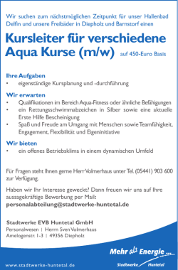 Kursleiter für verschiedene Aqua Kurse (m/w)