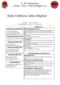 Hallo Clubberer, liebes Mitglied