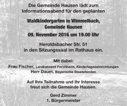 Informationsabend zum Waldkindergarten in Wimmelbach