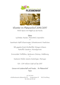 Silvestermenü - Restaurant Platanenhof