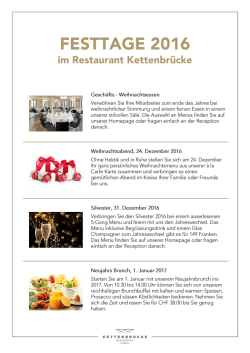 Festtage 2016 Hier finden Sie eine Übersicht