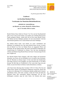 Gru&szlig;wort von Kardinal Reinhard Marx, Vorsitzender der Deutschen