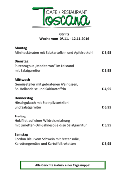 G&ouml;rlitz Woche vom 07.11. - 12.11.2016 Montag Minihackbraten mit