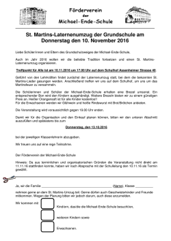 St. Martins-Laternenumzug der Grundschule am Donnerstag den 10