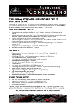 Technical Operations Manager für IT- Security (m/w) - CL