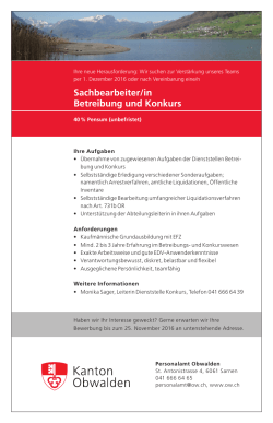 Sachbearbeiter/in Betreibung und Konkurs 40%