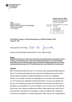 1 Bundesministerium für Wirtschaft und Energie Herrn Dieter