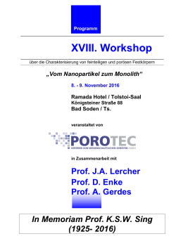 Programm XVIII. Porotec Workshop