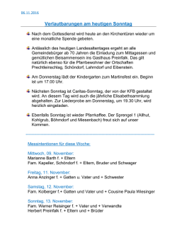 Verlautbarungen am heutigen Sonntag