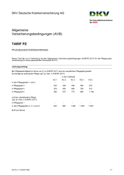 Allgemeine Versicherungsbedingungen (AVB) TARIF PZ