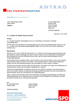 Herrn Oberb&uuml;rgermeister Dieter Reiter Rathaus Dr. Ingo