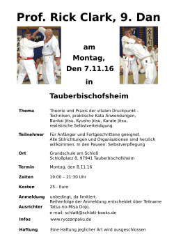 Lehrgang mit Prof. Rick Clark, 9. Dan in Tauberbischofsheim 8.11.16
