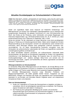 Aktuelles Grundsatzpapier zur Schulsozialarbeit in Österreich
