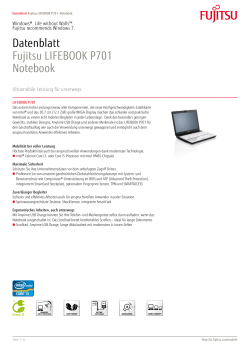 Datenblatt Fujitsu LIFEBOOK P701 Notebook