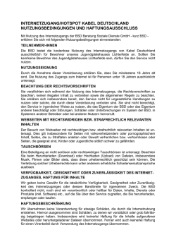 internetzugang/hotspot kabel deutschland nutzungsbedingungen