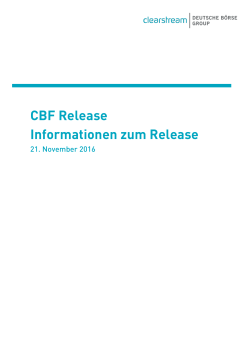 CBF Release Informationen zum Release