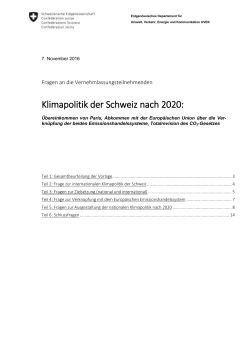 Klimapolitik der Schweiz nach 2020
