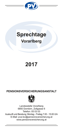 Sprechtage Vorarlberg - Pensionsversicherungsanstalt