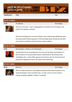 JAZZ IN STUTTGART ab10.11.2016