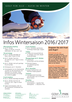 Informationen Wintersaison &Ouml;ffnungszeiten