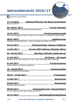 Jahres&uuml;bersicht 2016/2017
