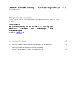 Öffentliche mündliche Anhörung Ausschussvorlage/SIA/19/69 – Teil 2