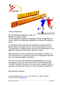 Liebe Lehrpersonen Der Handballsport begeistert - HC March-Höfe