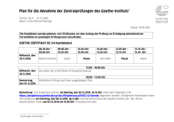 Plan für die Abnahme der Zentralprüfungen des Goethe