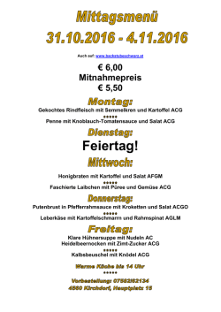 Download: Mittagsmen&uuml; 31. Oktober - 04