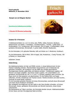Frisch gekocht Mittwoch, 9. November 2016 Rezept