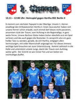 13.11 – 12:00 Uhr: Heimspiel gegen Hertha BSC Berlin II