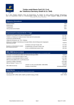 Preisliste Prepaidtarif