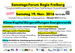 Samstags-Forum Regio Freiburg Samstag 19. Nov