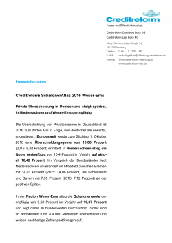 Presseinfo SchuldnerAtlas 2016 Weser-Ems