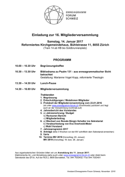 Einladung zur 16. Mitgliederversammlung