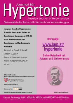 European Society of Hypertension Scientific Newsletter: Update on
