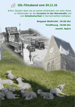 GSL-Filmabend vom 24.11.16 Singsaal Wolfrichti 19:30 Uhr