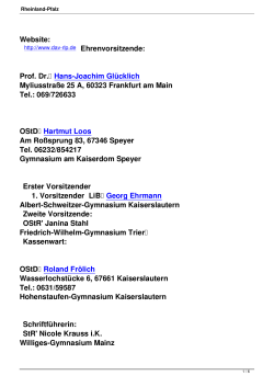 Prof. Dr. Hans-Joachim Glücklich Myliusstraße 25 A, 60323 Frankfurt