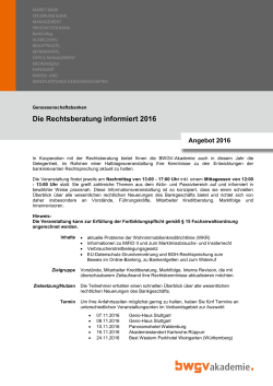 Rechtsberatung informiert 2016 - BWGV