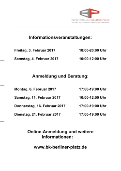 Informations-, Anmelde- und Beratungstage