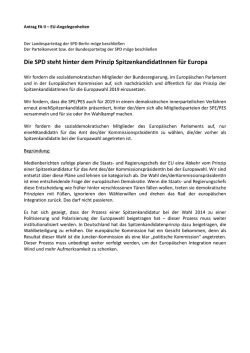 Die SPD steht hinter dem Prinzip SpitzenkandidatInnen f&uuml;r Europa