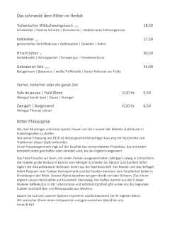 Speisekarte - Restaurant Ritter in Fulda