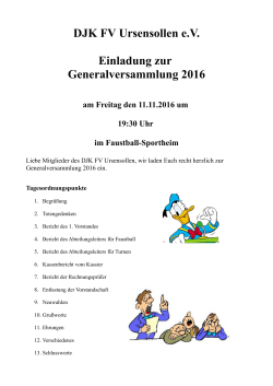 DJK FV Ursensollen e.V. Einladung zur Generalversammlung 2016