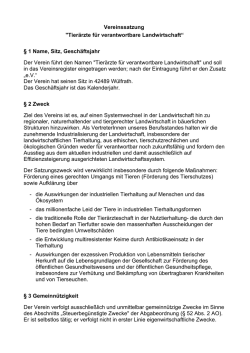 Vereinssatzung "Tierärzte für verantwortbare Landwirtschaft“ § 1